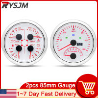 HD 2Pcs เครื่องวัดสีขาวชุด85มม. GPS Speedometer 120PH W Tachometer 85มม. การใช้น้ำ Temp เครื่องวัดความดันน้ำมัน PSI จาก USA คลังสินค้า