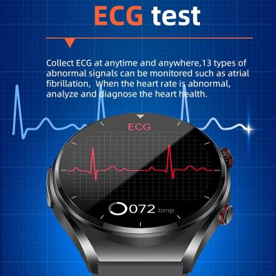 นาฬิกาวัดความดันโลหิต2023น้ำตาลในเลือดสมาร์ทวอท์ชผู้ชาย ECG + PPG เครื่องวัดชีพจรวัดอุณหภูมิร่างกายได้อย่างแม่นยำ