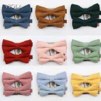 【cw】 Colorful Parent-Child Soft Corduroy Cotton Bowtie Sets Men Kids Wedding Bow Tie Accessory