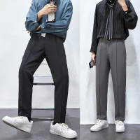 Pleated Pants Men Korean Fashion Streetwear Casual Pants Work Trousers Men Spring Summer Lightweight Slacks Chinos Business