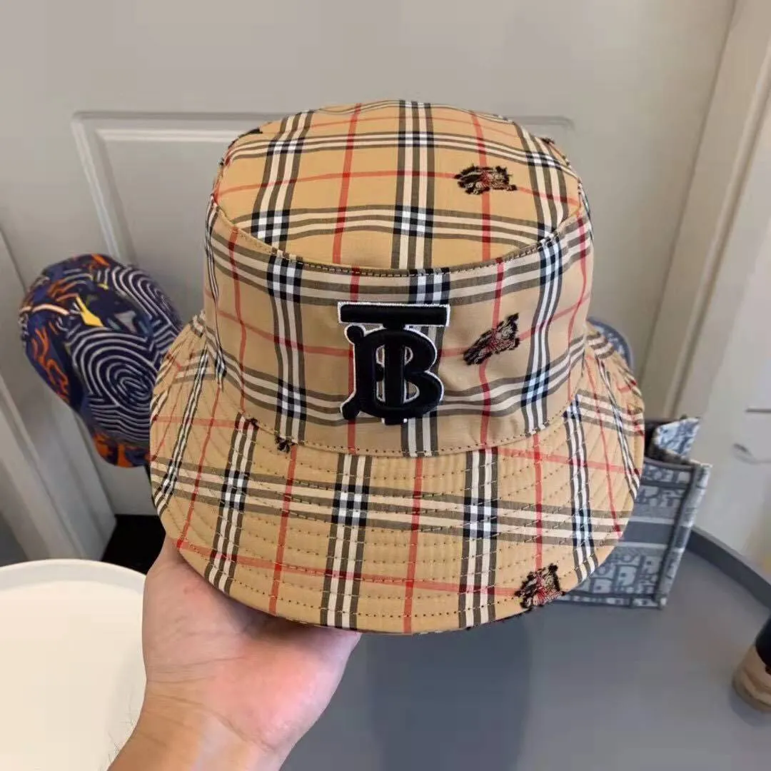 Burberry Hat Fisherman Hat Fashion Plaid Couple Joker Sun Hat Trend  Japanese Basin Cap 