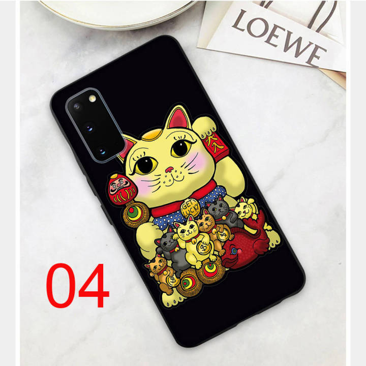 lucky-cat-อ่อนนุ่ม-ซิลิโคน-เคสโทรศัพท์-หรับ-oppo-find-x3-a33-a93-a57-a77-a96-a95-a73-f9-a32-a94-a74-a91-a17-pro-lite-neo-black-ปก