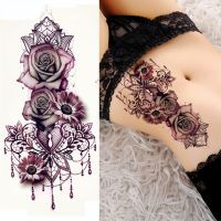 Waterproof Temporary Tattoo Water Transfer Sexy Lady Body Neck Chest Art Water Transfer Tattoo Temporary Tattoo Purple Rose