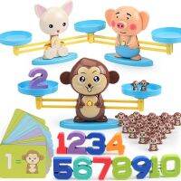 Montessori Math Match Game Board Toys Monkey Puppy Balancing Scale Number Balance Games Baby Learning Toy Animal Action Figures