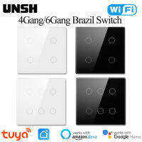 บราซิล4x4 WiFi RF433โคมไฟติดผนังสวิทช์46แก๊งแผงสัมผัส100-250โวลต์สวิทช์ควบคุมชีวิต Su ส่งออก Alexa Home: