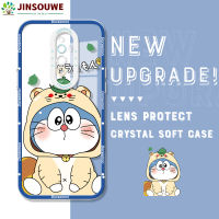 Jinsouwe เคสมือถือสำหรับ OPPO Reno2 F Reno 2F เคสเคสโทรศัพท์ลายการ์ตูนโดราเอมอนคริสตัลเคสด้านหลังยางแบบนิ่ม