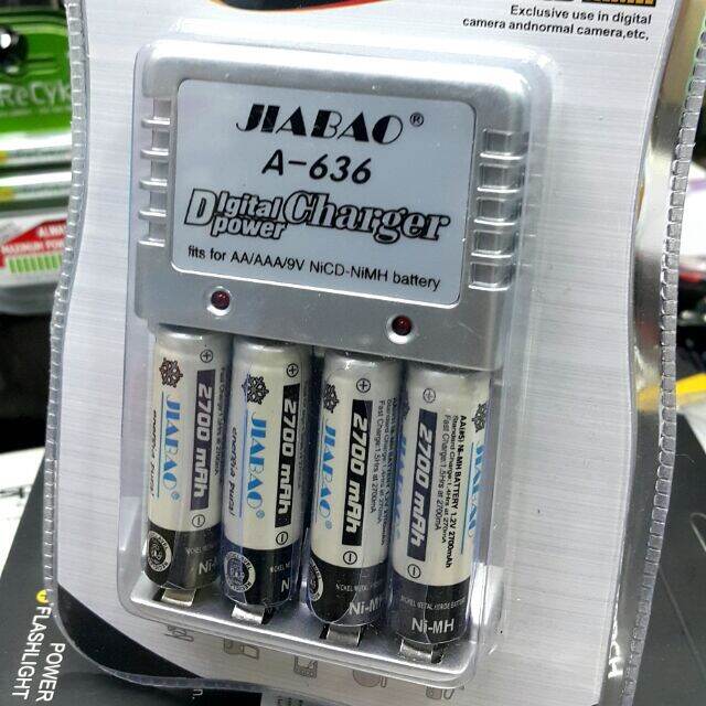 เครื่องชาร์จถ่านjiabao-battery-charger-a-636-ชาร์จรวม3ขนาด-aa-aaa-9v-ราคาประหยัด-พิเศษสุดๆแถมถ่านชาร์จได้ฟรี-4-ก้อน