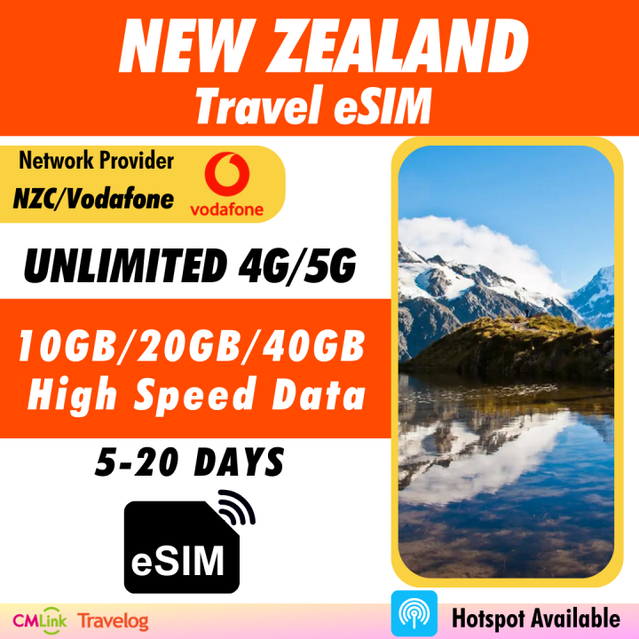 [eSIM] [520 Days] New Zealand High Speed Unlimited Data 4G Travel Prepaid eSIM (NZC/Vodafone