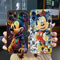 เคสสำหรับ VIVO โทรศัพท์ T1 5G Y35 Y02S 4G Y30 Y55 Y75 Y01 Y21 Y33S Y3S Y12S Y20 Y15A Y12 Y11S Y12A ขอบสี่เหลี่ยม Y15มิกกี้เมาส์เท่ๆเคสฝาครอบป้องกันเลนต์เต็ม