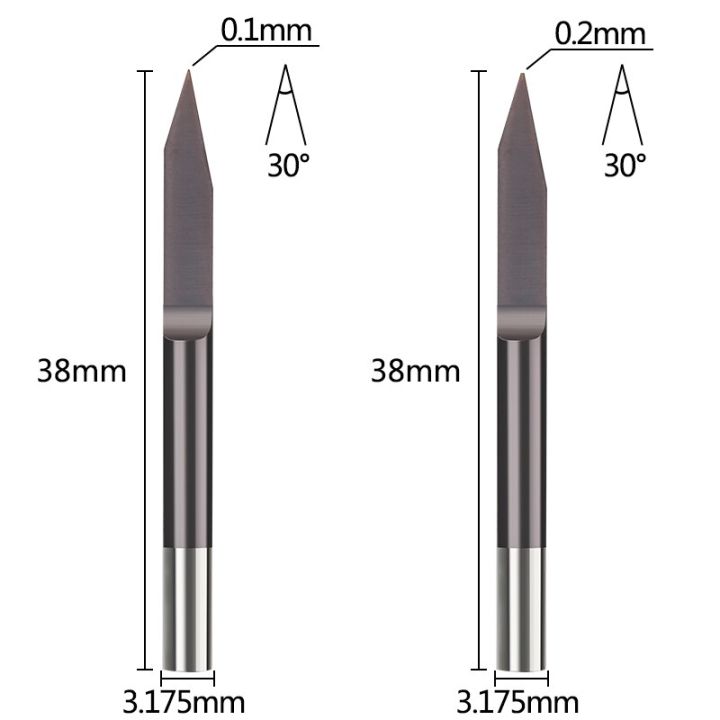 pcb-แกะสลักบิต3-175มิลลิเมตรก้าน-v-รูปร่างแกะสลักบิต-pcb-3d-ตัดกัด30องศาเคล็ดลับ0-1-0-2มิลลิเมตร-end-mill-cnc-เครื่องมือกัด