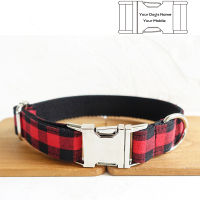 Classic Plaid Dog Leash Collar Personalized Polyester Red Black Necklace Hand Holding Rope Husky Accesorios Honden Halsband