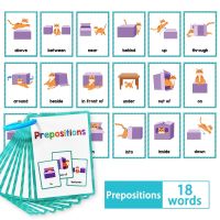 Kids Learning Prepositions English Flashcards Educational Toys Pocket Cards for Children English Vocabulary Flash Cards