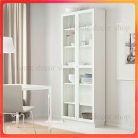 Glass display cabinet  ตู้หนังสือ ตู้โชว์  สีขาว  ขนาด 80x30x202 ซม.