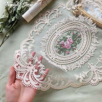 Vintage Lace Embroidered Dining Table Mat Bedside Cabinet Tablecloth Photography Background Wedding Furniture Decoration Cover