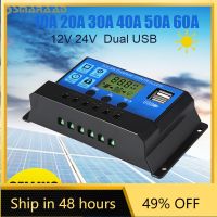 PWM Solar Controller 12/24V 10A-50A Battery Charger LCD Dual USB 5V Output Maximum Working Voltage 50V