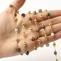 1Meter Stainless Steel Gold Color Chain Faceted Stone Beads for Jewelry Making DIY Charm Bracelets Necklaces Ankles Accessories