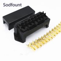 8 Way Black Car Seat Medium Relay Fuse Box Assembly with 16pcs Terminals Car Engine Compartment Insurance Holder Box Mounting Fuses Accessories