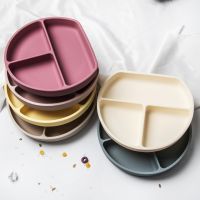 ☌❀ Baby baby silica gel plate sucker tableware integrated school training points tray quality thickening side dish bowl for dinner