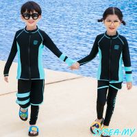 Family Swimwear Set Women Men Long Sleeve Long Pants Rash Guard Kids Children Swimsuit Beach Wear