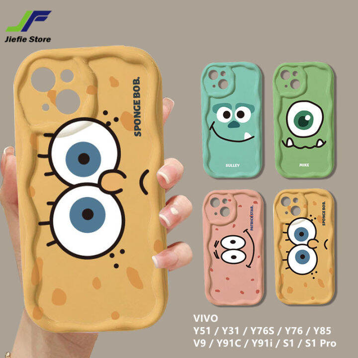 jiefei-เคสโทรศัพท์มือถือการ์ตูนน่ารัก-spongebob-สำหรับ-vivo-y51-y31-y76s-y76-y85-v9-y91c-y91i-s1-s1โปรเวฟด้านข้างส่งบิ๊กสตาร์นุ่มเคสป้องกันแรงกระเทือน