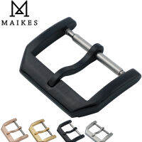 MAIKES ใหม่18มม. 20มม. สายนาฬิกาหนังหัวเข็มขัดสีดำ316L สแตนเลสแปรง Clasp สำหรับ Watchband