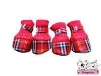 [พร้อมส่ง] Dogacat รองเท้าสุนัข รองเท้าหมา รองเท้าแมว ลายสก๊อตสีแดงV5 Size3-5