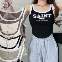 "พร้อมส่ง" เสื้อกล้าม ทรงครอปสั้น ผ้านิ่ม ใส่สบายๆน่ารักเกาหลีๆ เสื้อกั๊กขนาดเล็ก เสื้อครอปวินเทจ