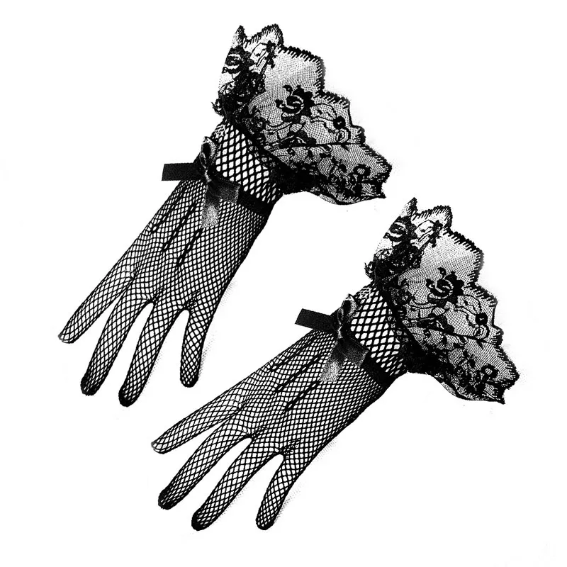 ❏▩ Elegant Short Lace Gloves Lace Floral FishNet Gloves Courtesy