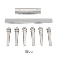 6ชิ้นโลหะผสมสังกะสีโลหะกีตาร์สะพาน Pins อ่อนนุชอานชุด Tailpiece อุปกรณ์เสริมกีต้าร์สำหรับพื้นบ้านอะคูสติกกีต้าร์