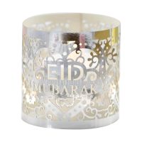 50pcs Hollow Electronic Candle Lampshade Flameless Tea Light Votive Wraps Heart Eid Mubarak Decorative Ramadan Lamp Shade Muslim