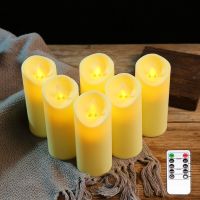 6 Pieces Remote Control LED Swing Candles,Battery Powered Electronic Flameless Votive Church Candles For Event New Year