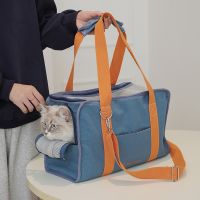 [COD] Dog Going Out Handbag Mesh Breathable Canvas Contrasting Color Shoulder Handle