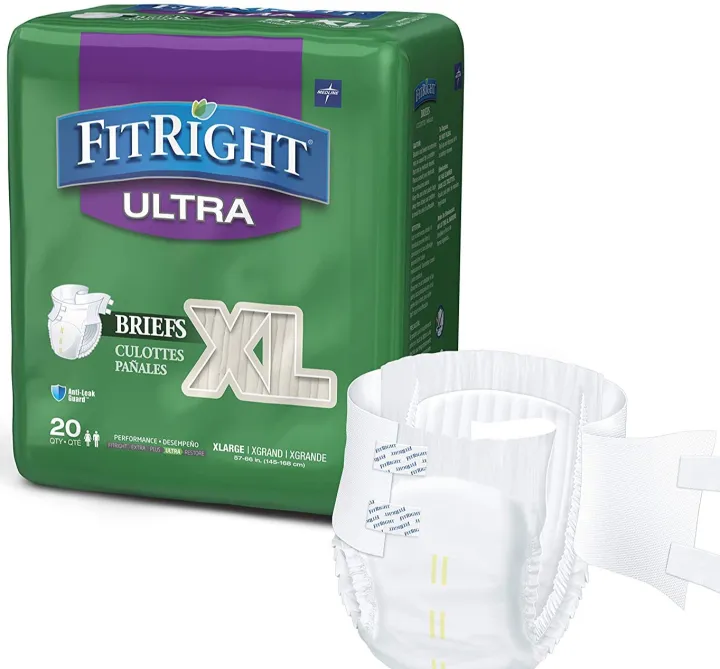 FitRight Ultra Adult Diapers, Disposable Incontinence Briefs with Tabs ...