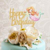 Acrylic Happy Birthday Mermaid Cake Topper Childrens Birthday Cake Decoration