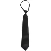 Men Solid Black Polyester Zip Up Necktie Smooth Zipper Tie