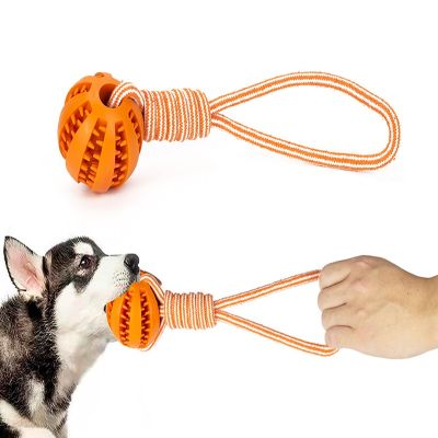 Dog Toy Ball Pull Rope Sound Molar Elastic Bite Training Dog Health Care Rubber Chew Leakage Ball Pet Dog Entertainment Toys Toys