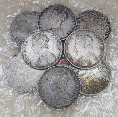 เหรียญหนึ่งรูปี อินเดีย เนื้อเงิน ONE RUPEE VICTORIA อายุ 100ปี+ รับประกันของแท้ ราคาต่อ 1 เหรียญ