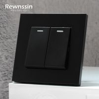 Rewnssin Wall 1 2 3 4 Gang Light Switches Matte Black Plastic Panel Rocker On Off Dual USB Ports EU France Electrical Sockets Shoes Accessories