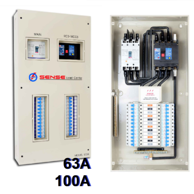 ตู้โหลดเซ็นเตอร์สำหรับไฟ รุ่นLE24  3เฟส SENSE ขนาด 24ช่อง 100A พร้อมอุปกรณ์ป้องกันไฟรั่ว