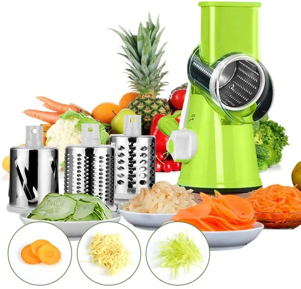 Rotary cheese Grater Shredder with handle 3 in 1 Nut grinder chopper round  Tumbling box Mandoline slicer Vegetables slicers, Red - Yahoo Shopping