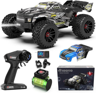 RIAARIO 1:14 RTR Brushless Fast RC Cars for Adults, Max 45MPH RC Monster Trucks, Hobby Electric Off-Road Jumping RC Trucks with Limited Slip Clutch, Independent ESC, 4WD Remote Control Car for Boys 1:14 Brushless Grey