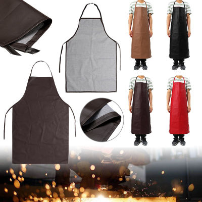 ชุดทำงานในห้องครัวอุปกรณ์ผ้ากันเปื้อนแบบมีฉนวนกันความร้อนความร้อนเครื่องผ้ากันเปื้อนเชื่อมหนัง PU