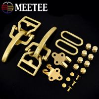 ♨ 1Set 4Pcs Solid Brass Cavalry Belt Buckle for Men 38mm Belt Rivet Screws Waistband Hook Clasp Leather Buckles Head Accessories