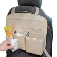 Car Seat Organizer Backseat 2 in 1 Leather Car Garbage Can with Multiple Pockets Convenient Car Tissue Holder Space Saving Car Seat Organizer for Storage Organization Automotive delightful