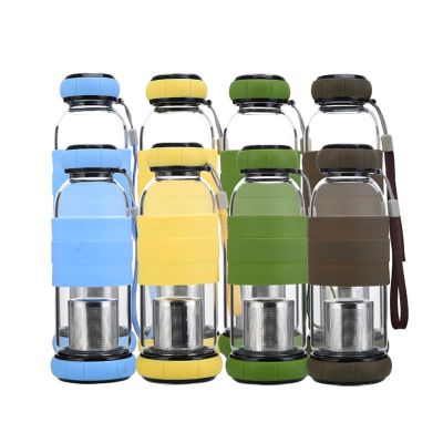 【CC】℗  Rope and Outdoor Glass Bottle Fruit Juice Kettle Drink Cup Directly Strainer 550ml