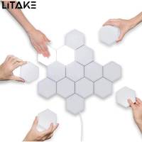 LITAKE ชุดประกอบรังผึ้ง LED 100-240V 3ชิ้นตกแต่งโคมไฟติดผนังสัมผัส (พร้อมแหล่งพลังงาน)