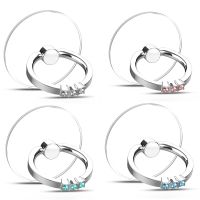 4pcs Cell Phone Ring Holder Stand Diamond Transparent Finger Grip Clear 360° Degree Rotation Kickstand Compatible iPhones