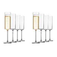 Glass Champagne Flutes 8 Pack 6-Ounce Champagne Glasses 8Pc Set, Premium Square Edge Blown Glass Wine Glass