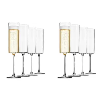 Glass Champagne 4 Pack 6-ounce Champagne Glasses 4pc Set, Premium Square  Edge Blown Glass Wine Glass