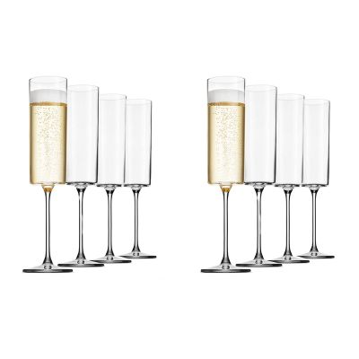 Glass Champagne Flutes 8 Pack 6-Ounce Champagne Glasses 8Pc Set, Premium Square Edge Blown Glass Wine Glass